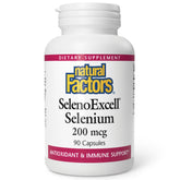 Natural Factors SelenoExcell bottle label close-up for antioxidant support.