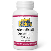 Natural Factors SelenoExcell bottle label close-up for antioxidant support.