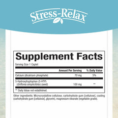 Natural Factors Stress-Relax bottle back label shows ingredients and dosage information.