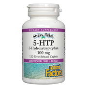 Natural Factors Stress-Relax 5-HTP bottle front promotes calm mood and sleep support.