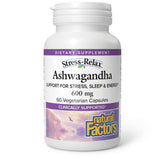 Natural Factors Stress-Relax ashwagandha capsule close-up for calm energy support