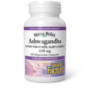 Natural Factors Stress-Relax ashwagandha capsule close-up for calm energy support