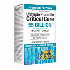 Natural Factors Ultimate Probiotic Critical Care bottle front for digestive support and gut balance.