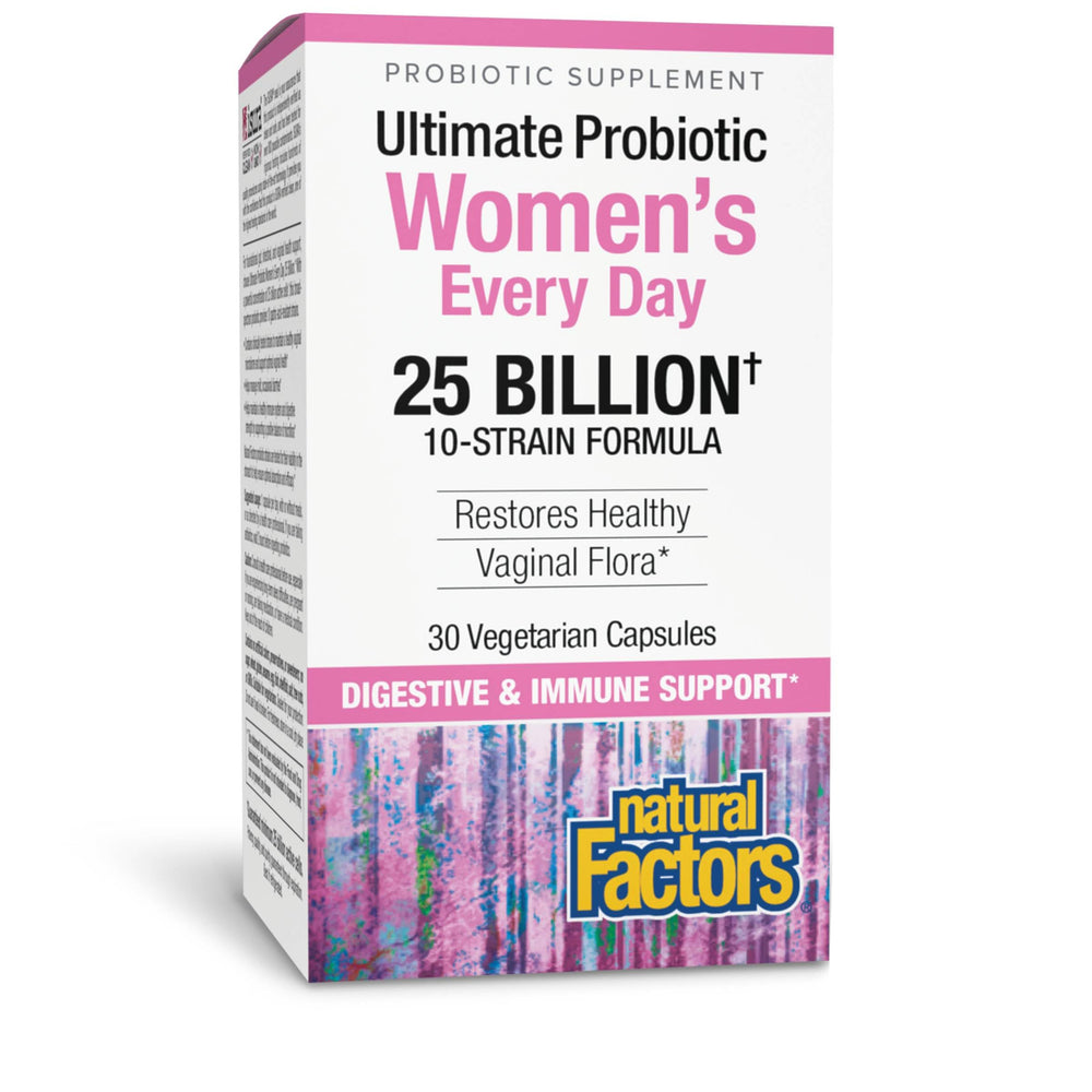 Natural Factors Ultimate Probiotic Women's Every Day bottle front supports daily gut balance.