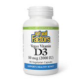 Natural Factors vegan vitamin d3 2000 iu bottle highlights bone support potential
