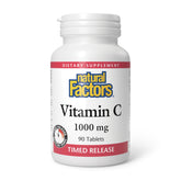 Natural Factors Vitamin C 1000mg time release bottle shown for steady antioxidant support