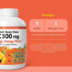Child happily chews a Natural Factors Vitamin C wafer for daily vitamin C.