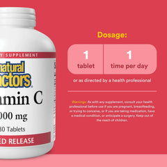 Natural Factors Vitamin C bottle label detail highlights citrus bioflavonoids.