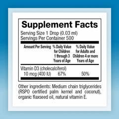 Natural Factors Vitamin D3 Drops pipette dispensing for easy daily dosing in children