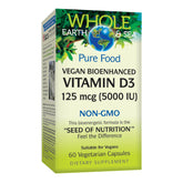 Natural Factors Whole Earth & Sea Vitamin D3 bottle with capsules for daily support.
