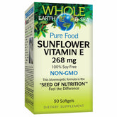 Natural Factors Whole Earth & Sea Vitamin E bottle highlighting sunflower-sourced antioxidant support