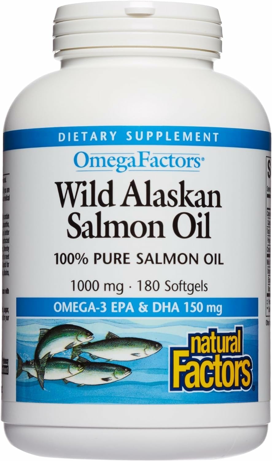 Natural Factors Wild Alaskan Salmon Oil bottle pour for simple daily dosing.