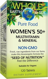 Natural Factors Women 50+ multivitamin bottle front for daily bone and brain health support
