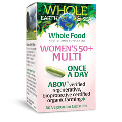 Natural Factors Women's 50+ multivitamin bottle front offers one-a-day vitality