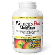 Natural Factors Women's Plus MultiStart bottle on counter for daily menopause support.