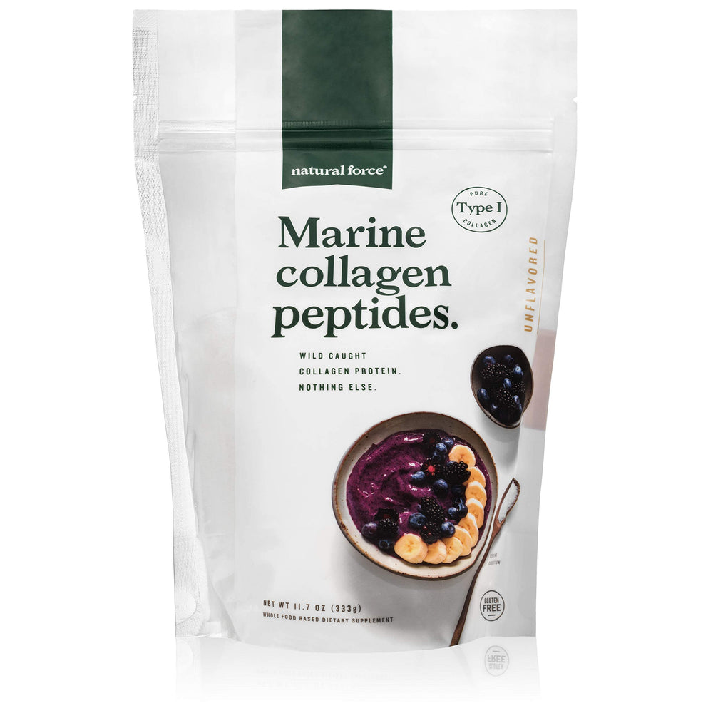 Natural Force Clean Marine Collagen Bottle highlights premium quality and purity.