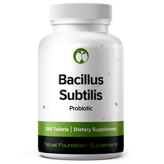 Natural Foundation Bacillus Subtilis probiotic bottle for daily digestive support.