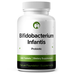 Natural Foundation Supplements bottle with probiotic label for gut support.