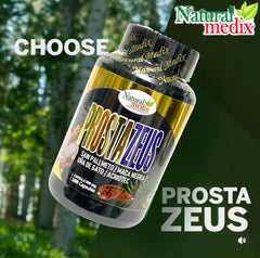 Natural medix Prostazeus capsules close-up showing smooth, easy-to-swallow pills.