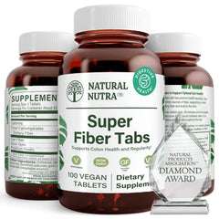 Natural Nutra Super Fiber bottle with label highlighting digestive and heart health support
