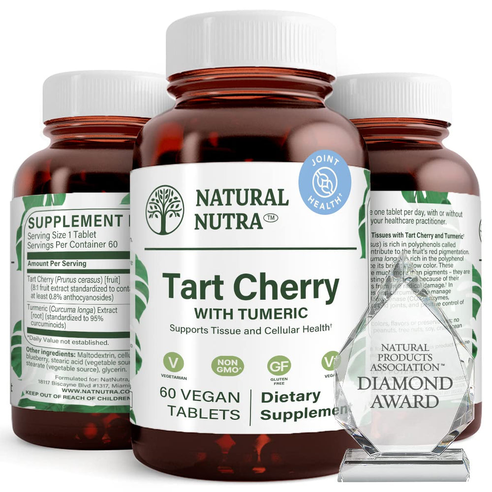 Natural Nutra Tart Cherry Turmeric bottle on shelf highlighting joint and immune support