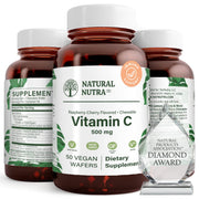 Natural Nutra Vitamin C wafers Raspberry-Cherry flavor for immune support.