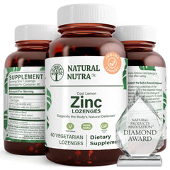 Natural Nutra Zinc Lozenges Lemon bottle with tangy flavor for daily immune support