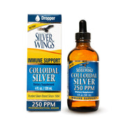 Natural Path Silver Wings colloidal silver bottle on amber glass for daily wellness.