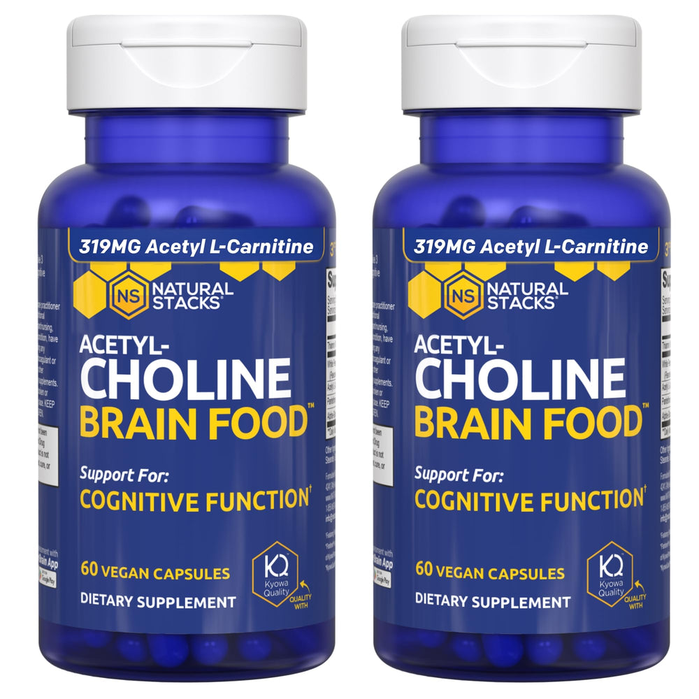 Natural Stacks Acetylcholine Brain Food bottle ready for daily cognitive support.