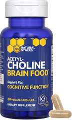 Natural Stacks Acetylcholine Brain Food capsules for convenient focus during tasks.