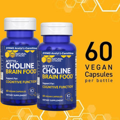 Ingredients panel of Natural Stacks Acetylcholine Brain Food highlighting Alpha GPC and Acetyl L-Carnitine.