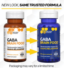 Natural Stacks GABA Brain Food capsules close-up showing the product form.