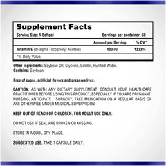 Natural Systems Vitamin E 60 Softgels bottle front showing compact daily supplement.