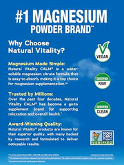 Natural Vitality CALM powder dissolving in water in a tall glass.