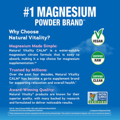 Natural Vitality CALM fizzy drink in a glass showing a refreshing mood lift.