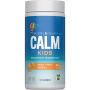 Natural Vitality CALM Kids Gummies bottle showcases kid-friendly magnesium for daily stress support