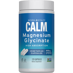 Natural Vitality Calm Magnesium 120 count bottle front view for daily calm.