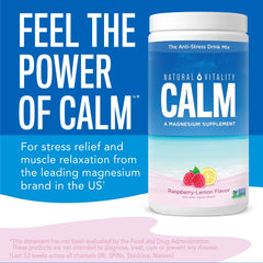Natural Vitality CALM magnesium powder dissolves quickly with refreshing fizz.