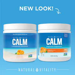 Natural Vitality CALM orange drink powder poured into glass for relaxation.