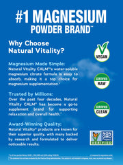 Natural Vitality Calm original glass with fizz showing an easy, calming drink
