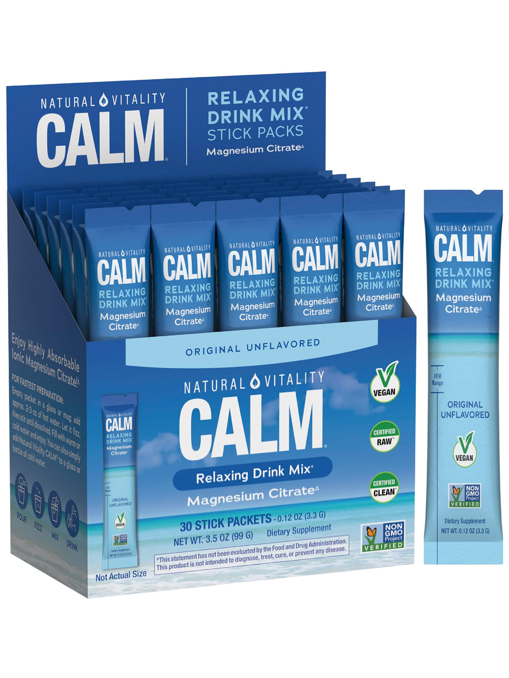 Natural Vitality Calm original tub closeup highlighting unflavored magnesium powder for stress support