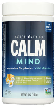 Natural Vitality Honey Chamomile Calm Mind bottle front for a relaxing evening ritual.