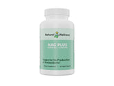 Natural Wellness NAC Plus bottle showcasing 600mg NAC for antioxidant support and daily resilience.
