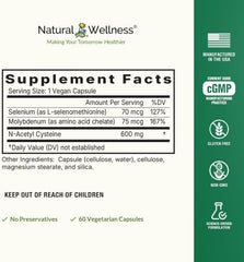 Natural Wellness NAC Plus certifications seal on packaging suggesting quality and product integrity.