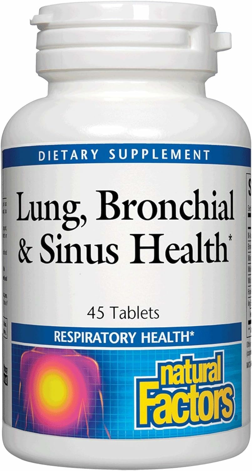 Natural Factors Lung health tablets bottle for daily breathing support