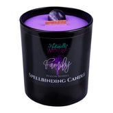 Naturally Wicked spellbinding candle with crystal in glossy black jar enriches family rituals