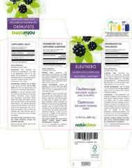 Naturalma Eleuthero label closeup shows 1:10 tincture concentration and alcohol-free formula.