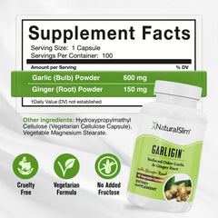 NaturalSlim Garligin ginger root capsules supporting digestion and reduced bloating.