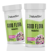 NaturalSlim Good Flora bottle front showing gentle probiotic formula for gut balance.