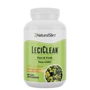 NaturalSlim soy lecithin granules in a bottle for daily emulsification.